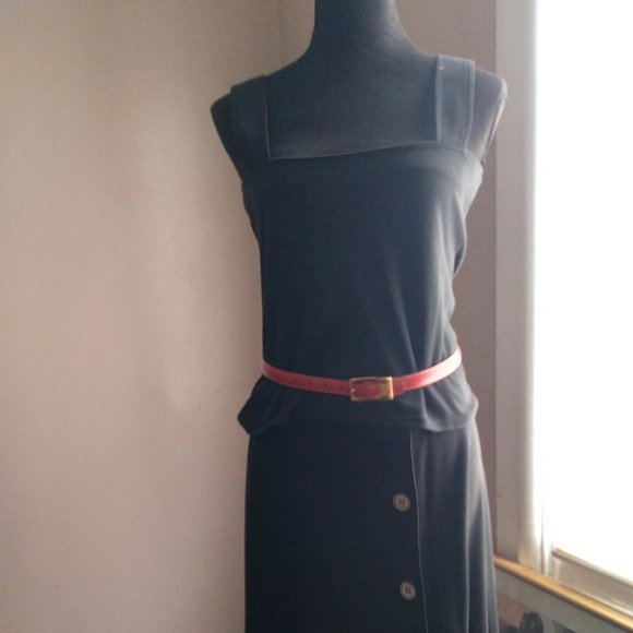 Anne Klein II Vintage Black Sleeveless Top and Skirt Set | Sizes M/12 - Picture 3 of 6